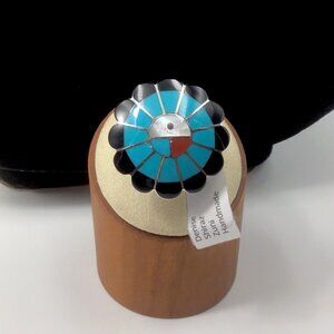 Startling Silver Zuni Native American Sunface Ring 8.2 Grams Size 6.25